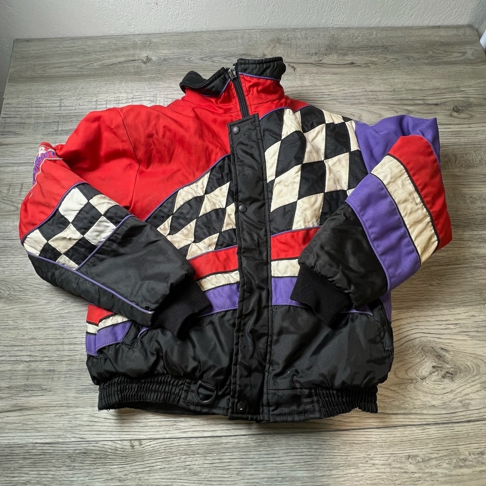 Joe Rocket Racing Jacket Mens Small Red Black Checkerboard Vintage Distressed